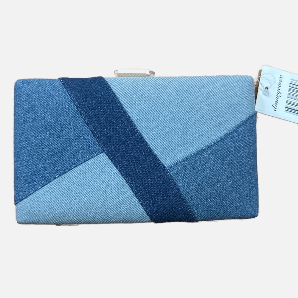 *New* Denim Patch Clutch Purse with Gold Hardware